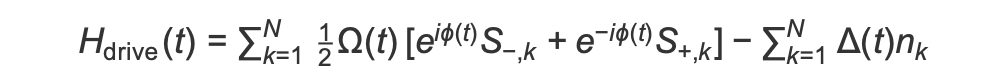 Hamiltonian 드라이브 함수의 계산을 보여주는 수학 방정식입니다.