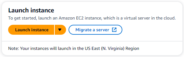 Amazon EC2 콘솔의 인스턴스 시작 섹션입니다.