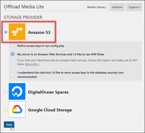 WP Offload Media 페이지