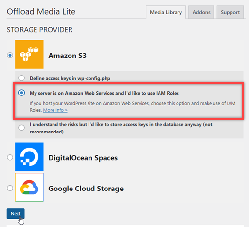 WP Offload Media 페이지