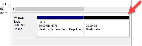 Windows 디스크 관리의 할당되지 않은 디스크 공간