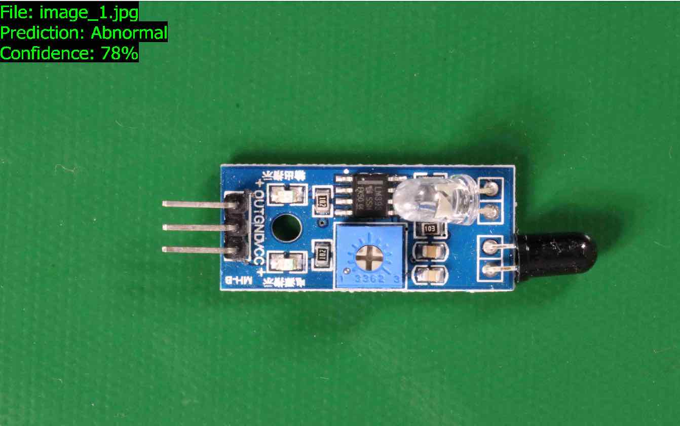 Circuit board module with blue PCB, LED, and various electronic components on green background.