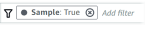 샘플 필드 값이 True인 필터 조건이 있는 필터 기준 상자.