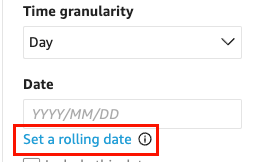롤링 날짜 설정을 선택합니다.
