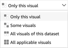 Dropdown menu options for selecting visual scope, ranging from single to all visuals.