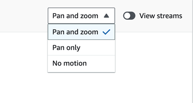 Dropdown menu showing pan and zoom options for workspace navigation control.