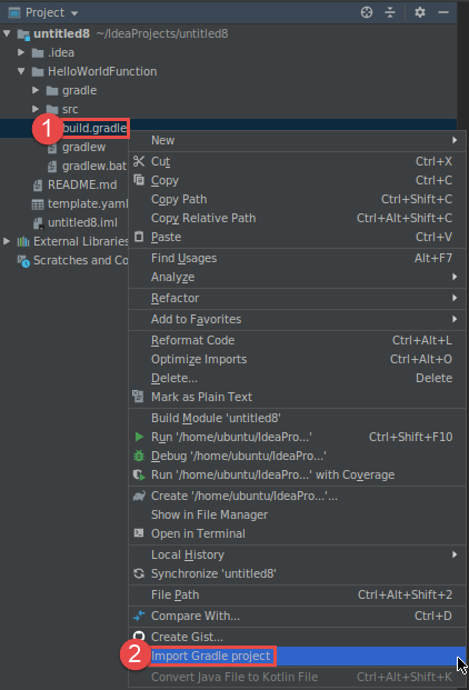 Gradle 프로젝트 가져오기 선택