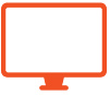 Orange outline of a computer monitor icon representing a display or screen.