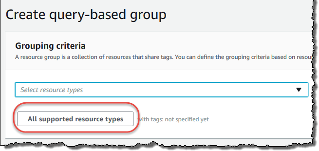 Consulta baseada em All supported resource types (Todos os tipos de recurso compatíveis).