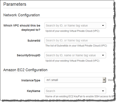 Console mostrando os parameter groups deste exemplo.