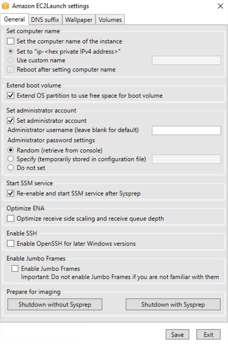 Aplicação de configurações do EC2 Launch.