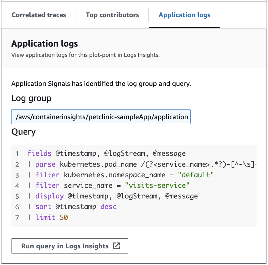 Tabela de logs de aplicações