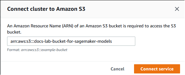 Imagem do ARN para o bucket do Amazon S3 especificado para o cluster de banco de dados do Aurora MySQL.