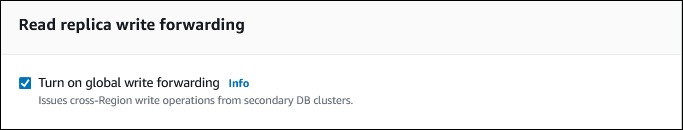 A seção Ler o encaminhamento de gravação da réplica com a caixa de seleção Ativar encaminhamento de gravação global marcada.