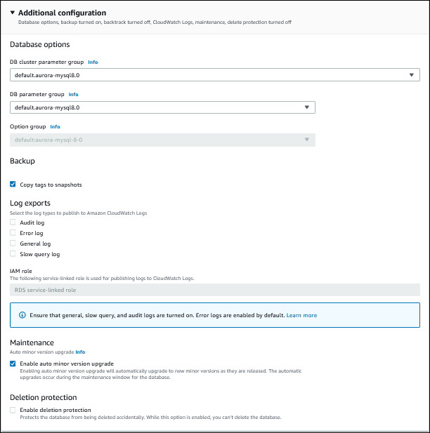 Configuração adicional