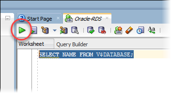 Executar uma consulta no Oracle SQL Developer usando o ícone de execução