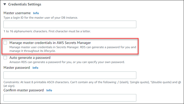 Gerenciar credenciais principais no AWS Secrets Manager