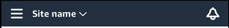 Site name dropdown menu and notification bell icon in a mobile app header.