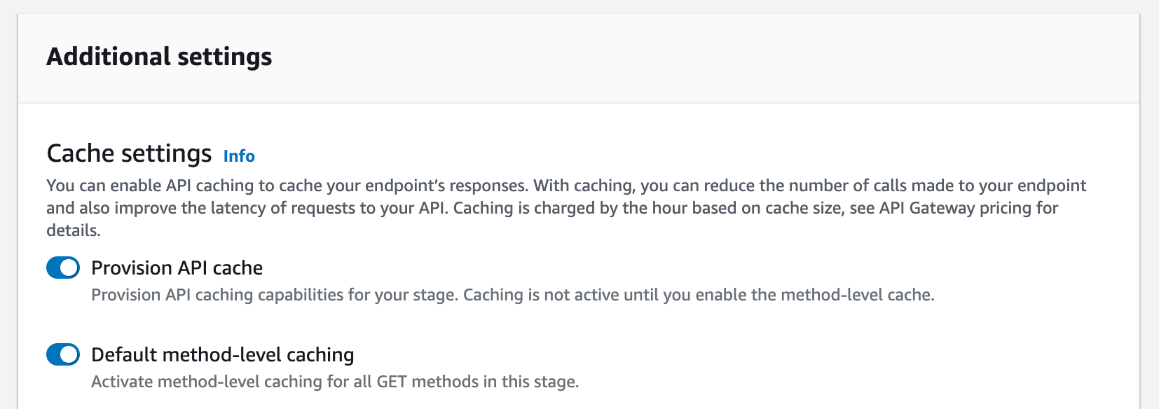 Ative o cache da API de provisionamento e o cache padrão no nível de método.