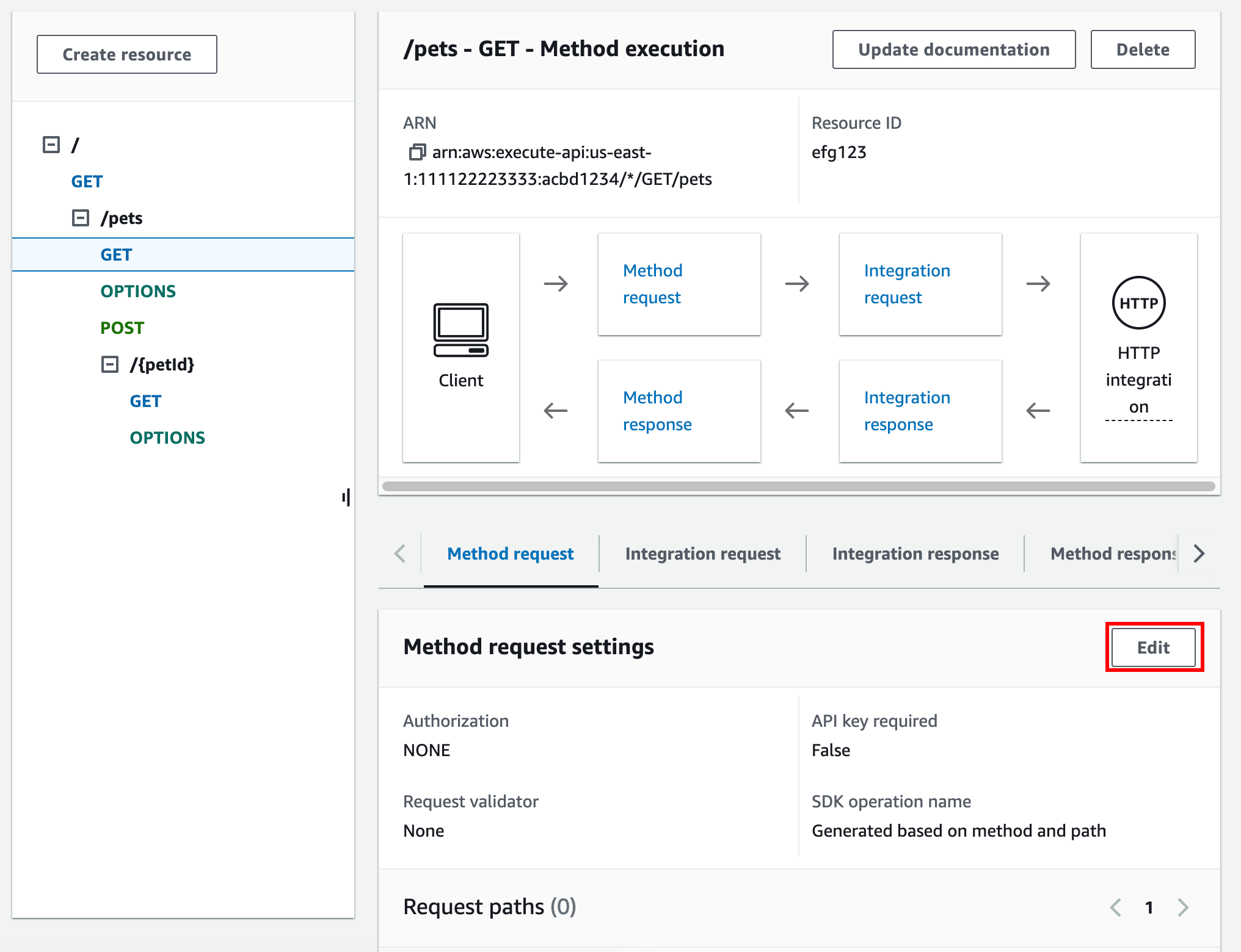 Adicionar uma chave de API a um método