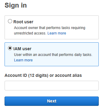 Fazer login como usuário do IAM