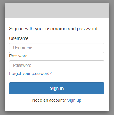 página de login da UI hospedada com apenas um provedor de login do Amazon Cognito