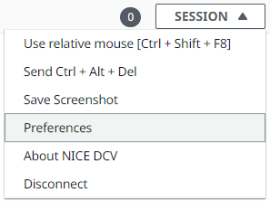 Opção de menu da webcam