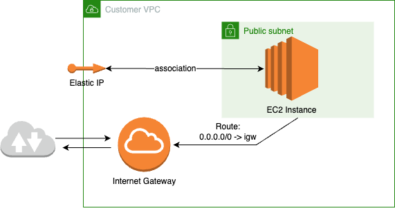 An Elastic IP associated with your EC2 instance in a public subnet.