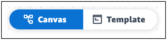 Os botões de visualização Canvas e Template na parte superior da área de visualização principal do Infrastructure Composer.