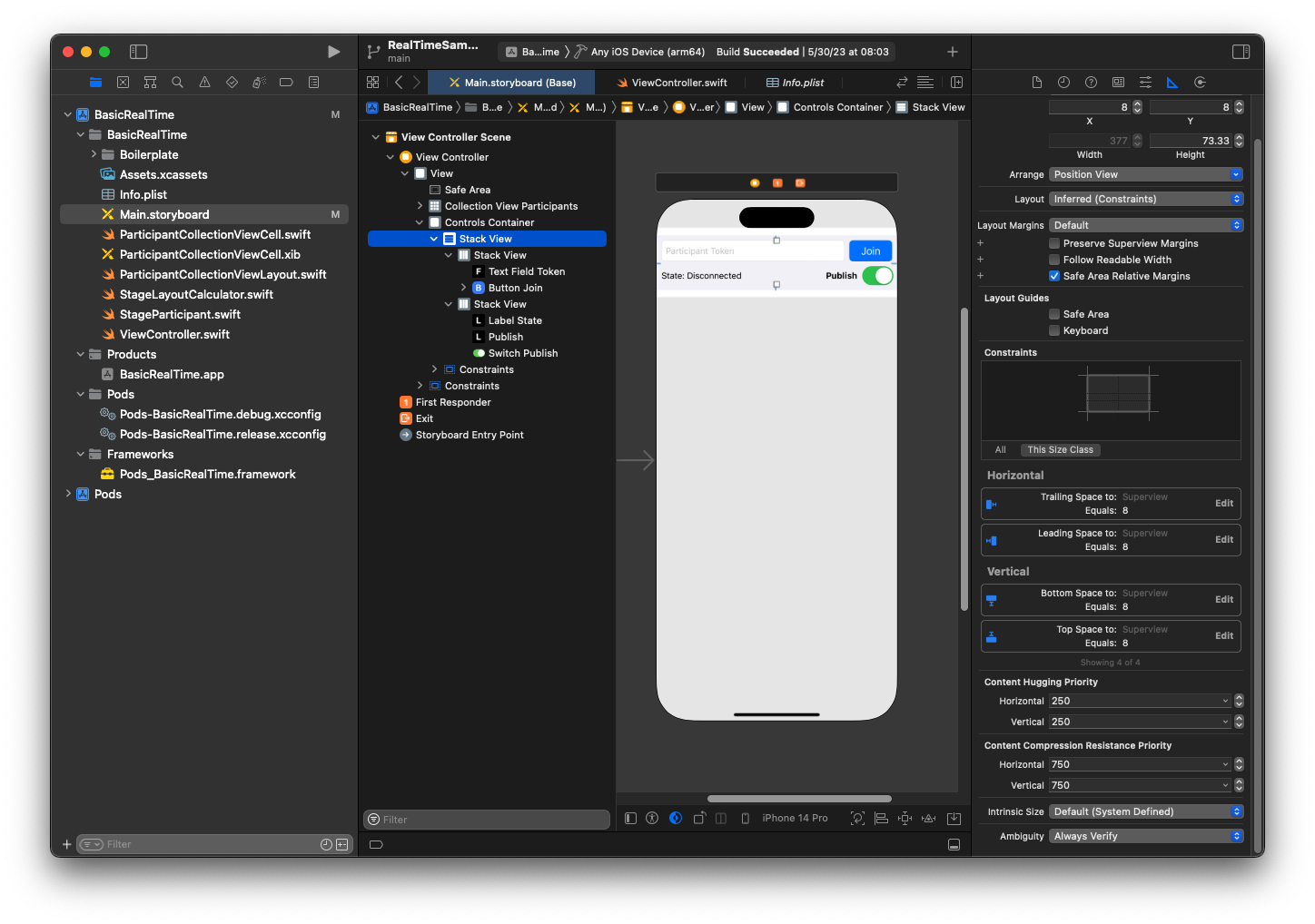 Personalização da visualização Vertical Stack do iOS.