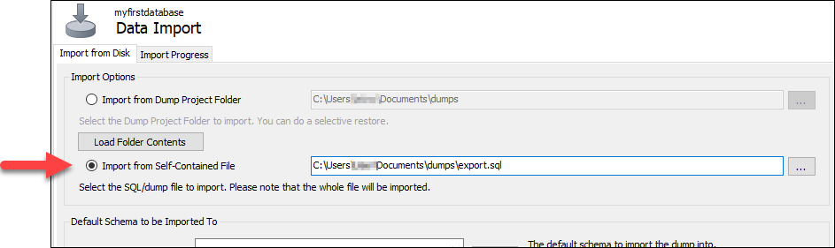 Importar um arquivo .SQL independente