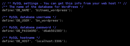 Configuração do arquivo de configuração do WordPress antes das modificações.