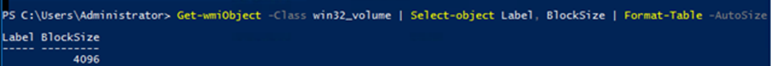 Checking NTFS allocation size: output from PowerShell