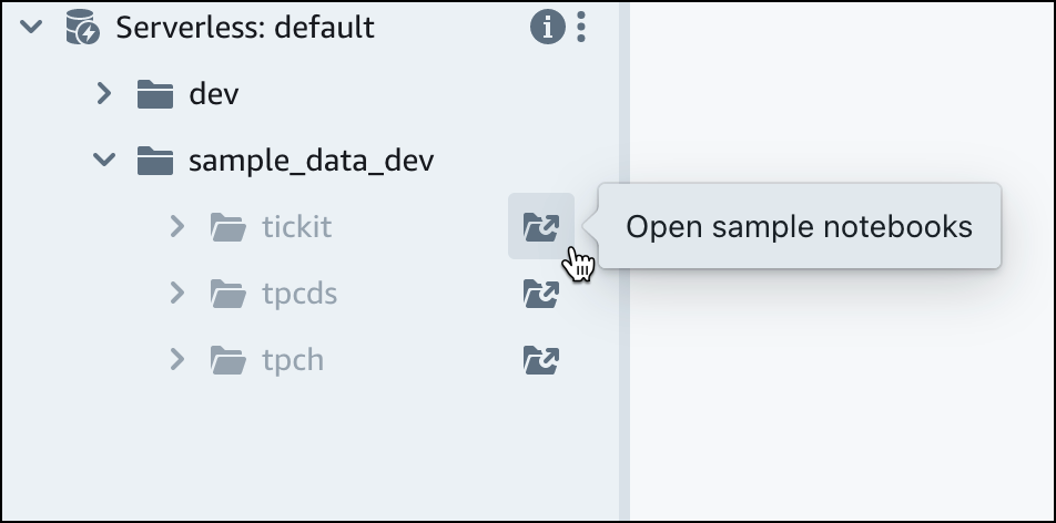Expanda o banco de dados sample_data_dev e escolha o esquema que deseja carregar.