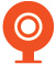 Orange circular icon with a white webcam or camera symbol in the center.