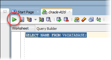 使用“执行”图标在 Oracle SQL Developer 中运行查询