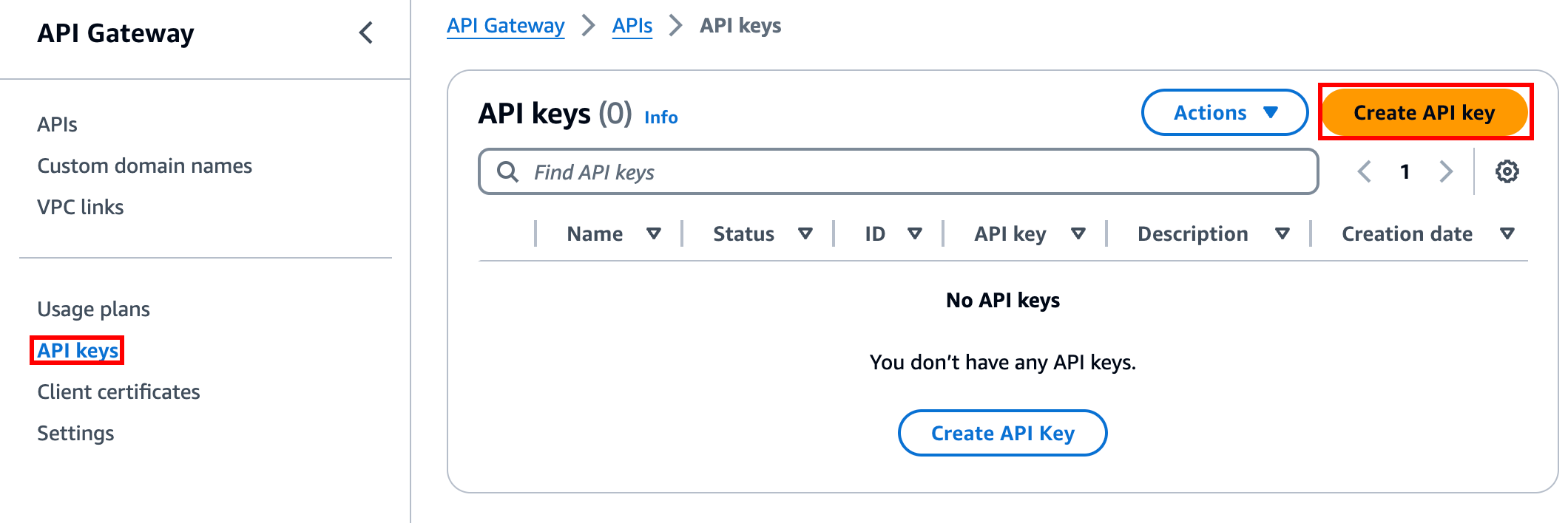 为使用计划创建 API 密钥