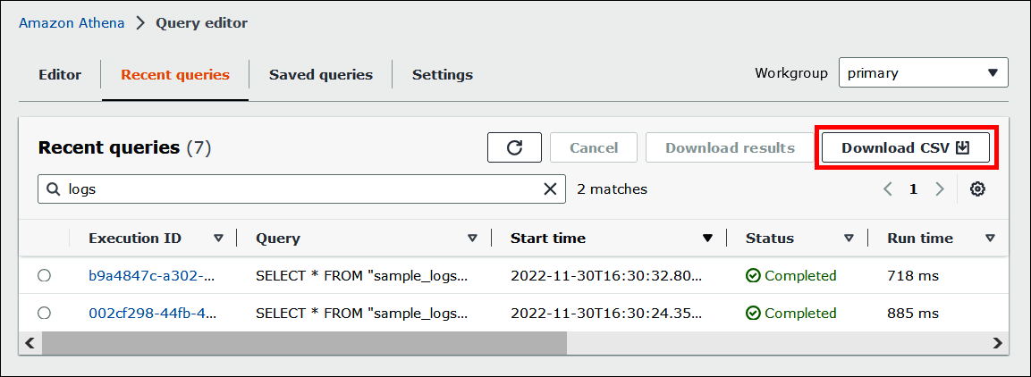 选择下载 CSV。