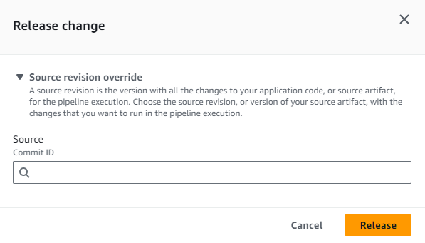 CodePipeline 中的覆盖屏幕示例。