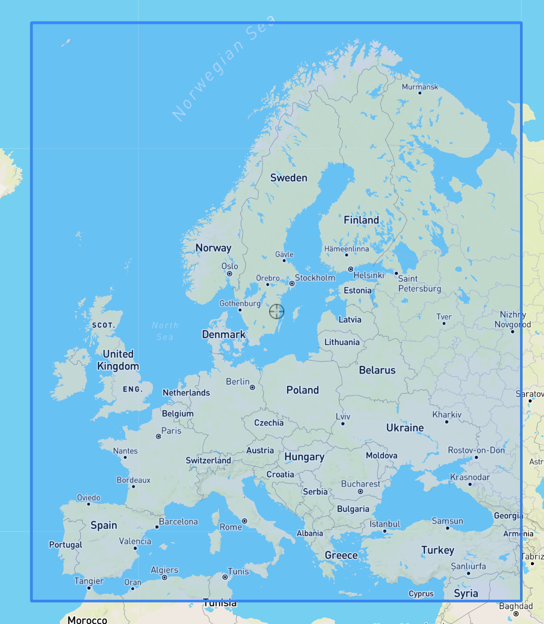 Map of Northern Europe and surrounding regions showing countries and major cities.