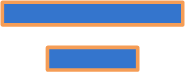 Two blue rectangular shapes with orange outlines, one larger above a smaller one.