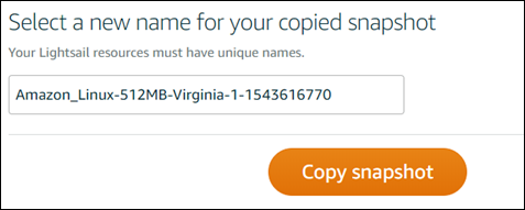 在 Amazon Lightsail 控制台中复制快照。