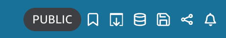Icons representing public access, bookmark, download, database, save, share, and notification functions.