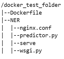 The Dockerfile structure has inference scripts under the NER directory next to the Dockerfile.