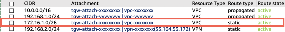 Transit Gateway 路由表：将 IP 静态路由与VPC生产SAP系统目标叠加