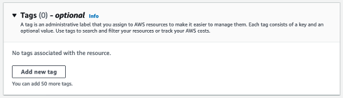 Tags section showing no associated tags and an "Add new tag" button.