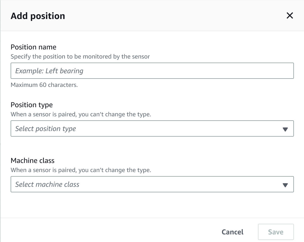 Form to add a position with fields for name, type, and machine class.