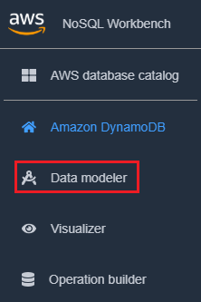 顯示 DynamoDB data modeler (資料模型建立工具) 圖示的主控台螢幕擷取畫面。