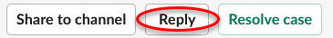 Button labeled "Reply" highlighted with a red oval outline.