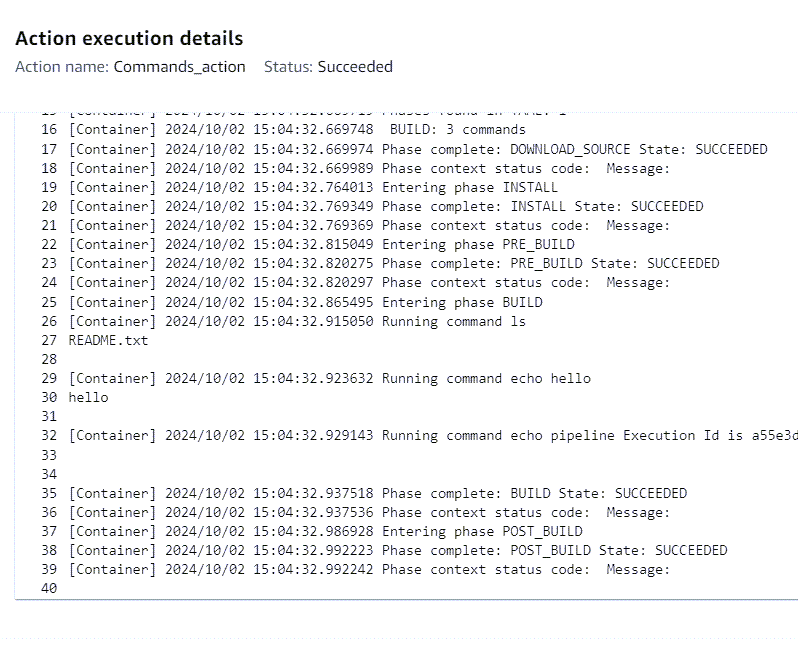 Commands 動作的範例日誌